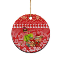 Hawaii Mele Kalikimaka Ceramic Ornament Santa Claus and Hula Dancing Merry Christmas LT9 - Polynesian Pride