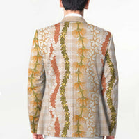 Hawaiian Ohia Lehua Lei Blazer Plaid Palaka Ahiehie Pattern - Polynesian Pride