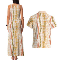 Hawaiian Ohia Lehua Lei Couples Matching Tank Maxi Dress and Hawaiian Shirt Plaid Palaka Ahiehie Pattern - Polynesian Pride