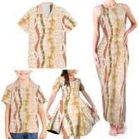 Hawaiian Ohia Lehua Lei Family Matching Tank Maxi Dress and Hawaiian Shirt Plaid Palaka Ahiehie Pattern LT9 - Polynesian Pride