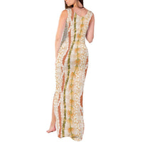 Hawaiian Ohia Lehua Lei Tank Maxi Dress Plaid Palaka Ahiehie Pattern - Polynesian Pride