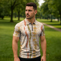 Hawaiian Ohia Lehua Lei Zipper Polo Shirt Plaid Palaka Ahiehie Pattern - Polynesian Pride