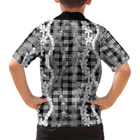 Hawaiian Ohia Lehua Lei Family Matching Off The Shoulder Long Sleeve Dress and Hawaiian Shirt Plaid Palaka Eleele Pattern LT9 - Polynesian Pride