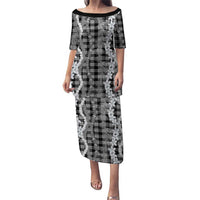 Hawaiian Ohia Lehua Lei Family Matching Puletasi and Hawaiian Shirt Plaid Palaka Eleele Pattern - Polynesian Pride