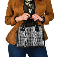 Hawaiian Ohia Lehua Lei Shoulder Handbag Plaid Palaka Eleele Pattern - Polynesian Pride