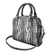 Hawaiian Ohia Lehua Lei Shoulder Handbag Plaid Palaka Eleele Pattern - Polynesian Pride