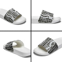 Hawaiian Ohia Lehua Lei Slide Sandals Plaid Palaka Eleele Pattern - Polynesian Pride
