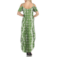 Hawaiian Ohia Lehua Lei Family Matching Summer Maxi Dress and Hawaiian Shirt Plaid Palaka Omaomao Pattern LT9 - Polynesian Pride