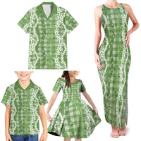 Hawaiian Ohia Lehua Lei Family Matching Tank Maxi Dress and Hawaiian Shirt Plaid Palaka Omaomao Pattern LT9 - Polynesian Pride