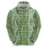 Hawaiian Ohia Lehua Lei Hoodie Plaid Palaka Omaomao Pattern - Polynesian Pride