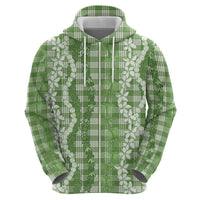 Hawaiian Ohia Lehua Lei Hoodie Plaid Palaka Omaomao Pattern - Polynesian Pride