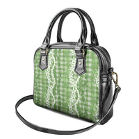 Hawaiian Ohia Lehua Lei Shoulder Handbag Plaid Palaka Omaomao Pattern - Polynesian Pride