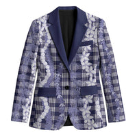 Hawaiian Ohia Lehua Lei Blazer Plaid Palaka Uliuli hohonu Pattern - Polynesian Pride