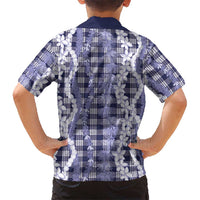 Hawaiian Ohia Lehua Lei Family Matching Short Sleeve Bodycon Dress and Hawaiian Shirt Plaid Palaka Uliuli hohonu Pattern LT9 - Polynesian Pride