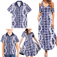 Hawaiian Ohia Lehua Lei Family Matching Summer Maxi Dress and Hawaiian Shirt Plaid Palaka Uliuli hohonu Pattern LT9 - Polynesian Pride
