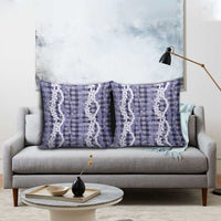 Hawaiian Ohia Lehua Lei Pillow Cover Plaid Palaka Uliuli hohonu Pattern - Polynesian Pride