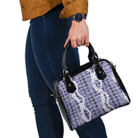Hawaiian Ohia Lehua Lei Shoulder Handbag Plaid Palaka Uliuli hohonu Pattern - Polynesian Pride