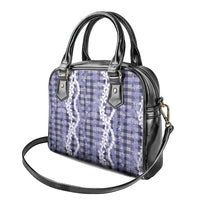 Hawaiian Ohia Lehua Lei Shoulder Handbag Plaid Palaka Uliuli hohonu Pattern - Polynesian Pride