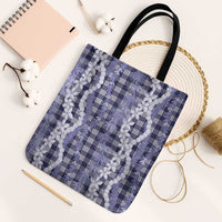 Hawaiian Ohia Lehua Lei Tote Bag Plaid Palaka Uliuli hohonu Pattern - Polynesian Pride