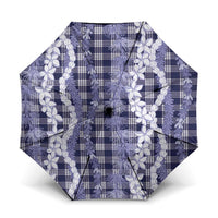 Hawaiian Ohia Lehua Lei Umbrella Plaid Palaka Uliuli hohonu Pattern LT9 One Size Folded 11.42 inch Opened Diameter 37.4 inch Navy - Polynesian Pride