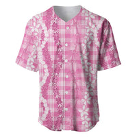Hawaiian Ohia Lehua Lei Baseball Jersey Plaid Palaka Akala Pattern - Polynesian Pride