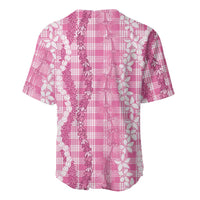 Hawaiian Ohia Lehua Lei Baseball Jersey Plaid Palaka Akala Pattern - Polynesian Pride