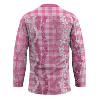 Hawaiian Ohia Lehua Lei Hockey Jersey Plaid Palaka Akala Pattern - Polynesian Pride