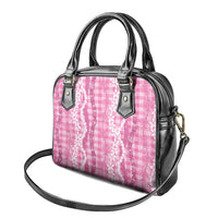 Hawaiian Ohia Lehua Lei Shoulder Handbag Plaid Palaka Akala Pattern - Polynesian Pride