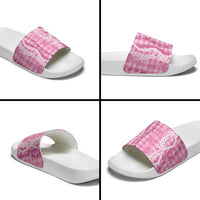 Hawaiian Ohia Lehua Lei Slide Sandals Plaid Palaka Akala Pattern - Polynesian Pride