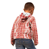 Hawaiian Ohia Lehua Lei Kid Hoodie Plaid Palaka Ulaula Pattern - Polynesian Pride