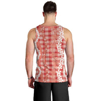 Hawaiian Ohia Lehua Lei Men Tank Top Plaid Palaka Ulaula Pattern - Polynesian Pride