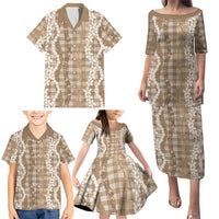 Hawaiian Ohia Lehua Lei Family Matching Puletasi and Hawaiian Shirt Plaid Palaka Kalaihaahaa Pattern LT9 - Polynesian Pride
