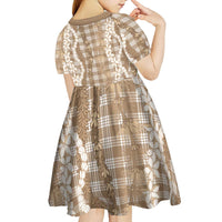 Hawaiian Ohia Lehua Lei Kid Short Sleeve Dress Plaid Palaka Kalaihaahaa Pattern - Polynesian Pride