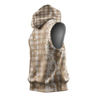 Hawaiian Ohia Lehua Lei Sleeveless Hoodie Plaid Palaka Kalaihaahaa Pattern - Polynesian Pride