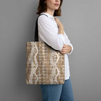 Hawaiian Ohia Lehua Lei Tote Bag Plaid Palaka Kalaihaahaa Pattern - Polynesian Pride