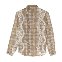 Hawaiian Ohia Lehua Lei Women Casual Shirt Plaid Palaka Kalaihaahaa Pattern - Polynesian Pride