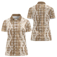 Hawaiian Ohia Lehua Lei Women Polo Shirt Plaid Palaka Kalaihaahaa Pattern - Polynesian Pride