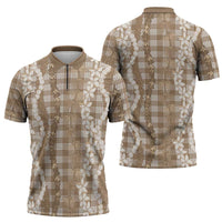 Hawaiian Ohia Lehua Lei Zipper Polo Shirt Plaid Palaka Kalaihaahaa Pattern - Polynesian Pride
