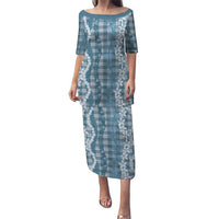 Hawaiian Ohia Lehua Lei Family Matching Puletasi and Hawaiian Shirt Plaid Palaka Uliuli Omaomao Pattern - Polynesian Pride
