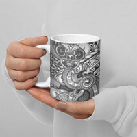 Aotearoa Maori Hei Tiki Ceramic Mug Kiwikiwi Kowhaiwhai Puhoro Motif