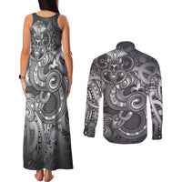 Aotearoa Maori Hei Tiki Couples Matching Tank Maxi Dress and Long Sleeve Button Shirt Kiwikiwi Kowhaiwhai Puhoro Motif LT9 - Polynesian Pride