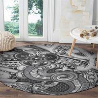 Aotearoa Maori Hei Tiki Round Carpet Kiwikiwi Kowhaiwhai Puhoro Motif