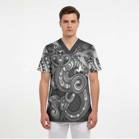 Aotearoa Maori Hei Tiki Scrub Top Kiwikiwi Kowhaiwhai Puhoro Motif