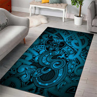 Aotearoa Maori Hei Tiki Area Rug Kikorangi Kowhaiwhai Puhoro Motif