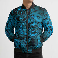Aotearoa Maori Hei Tiki Bomber Puffer Jacket Kikorangi Kowhaiwhai Puhoro Motif