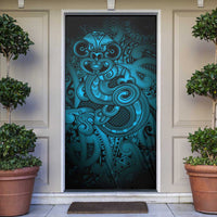 Aotearoa Maori Hei Tiki Door Cover Kikorangi Kowhaiwhai Puhoro Motif
