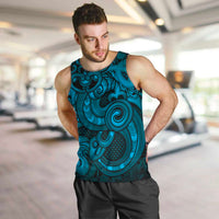 Aotearoa Maori Hei Tiki Men Tank Top Kikorangi Kowhaiwhai Puhoro Motif