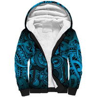 Aotearoa Maori Hei Tiki Sherpa Hoodie Kikorangi Kowhaiwhai Puhoro Motif LT9 Unisex Blue - Polynesian Pride