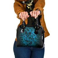 Aotearoa Maori Hei Tiki Shoulder Handbag Kikorangi Kowhaiwhai Puhoro Motif