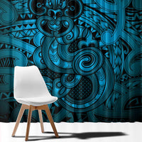Aotearoa Maori Hei Tiki Window Curtain Kikorangi Kowhaiwhai Puhoro Motif